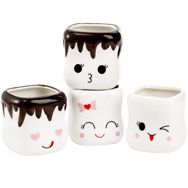 Hedume 4 Pack Ceramic Hot Chocolate Mugs, Cute Coffee Mug Set, Couple Matching Mugs, Anniversary Christmas Wedding Valentine's Day Gift - Image 2